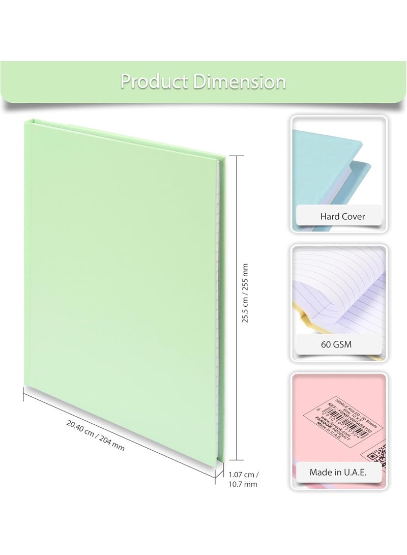 FIS Pastel Hard Cover Notebooks, 10x8 Inches, Single Ruled, Glued Binding, 80 Sheets - Pack of 5, Assorted Pastel Cover | Exercise Books for School, College, Home & Office - FSNB108PASST80 - Image 3